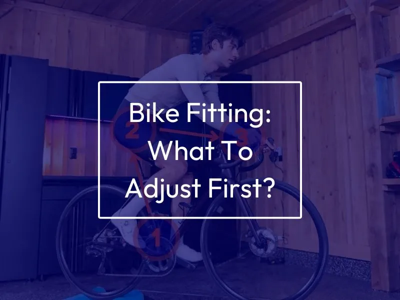 Man on bike, with image pointers on order of adjustments when fitting your bike.