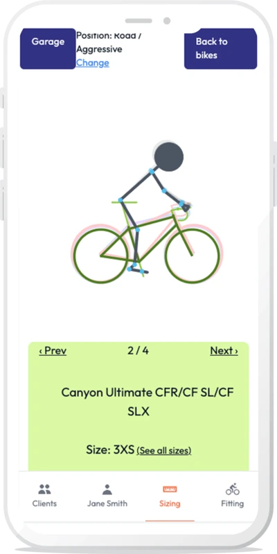 virtual fit bike sizing compare